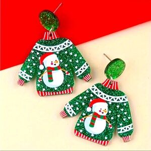 Christmas Sweater Acrylic Earrings Cute Cartoon Ornaments for Holiday‎ Gifting